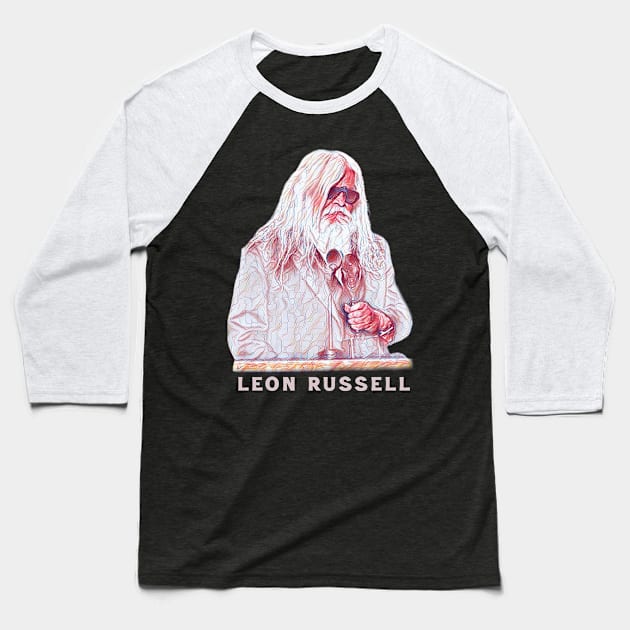 Leon Russell -Original Fan Art Design Baseball T-Shirt by Trendsdk